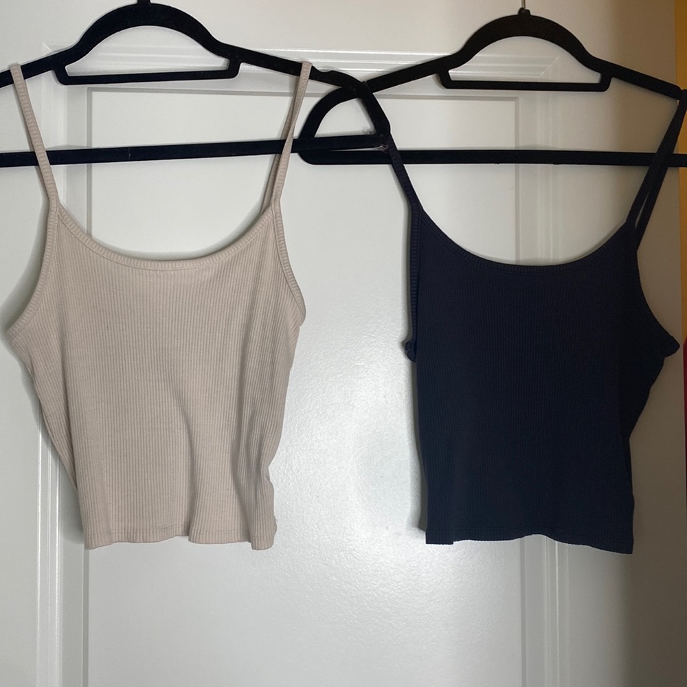 American Eagle Cropped Tank Tops Size Small in Tan & Navy